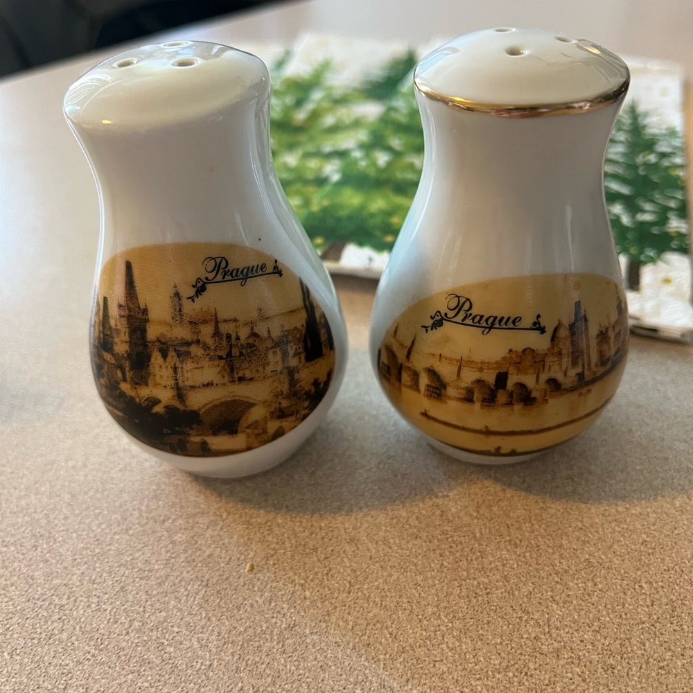Beautiful salt and pepper shakers , new from Prague